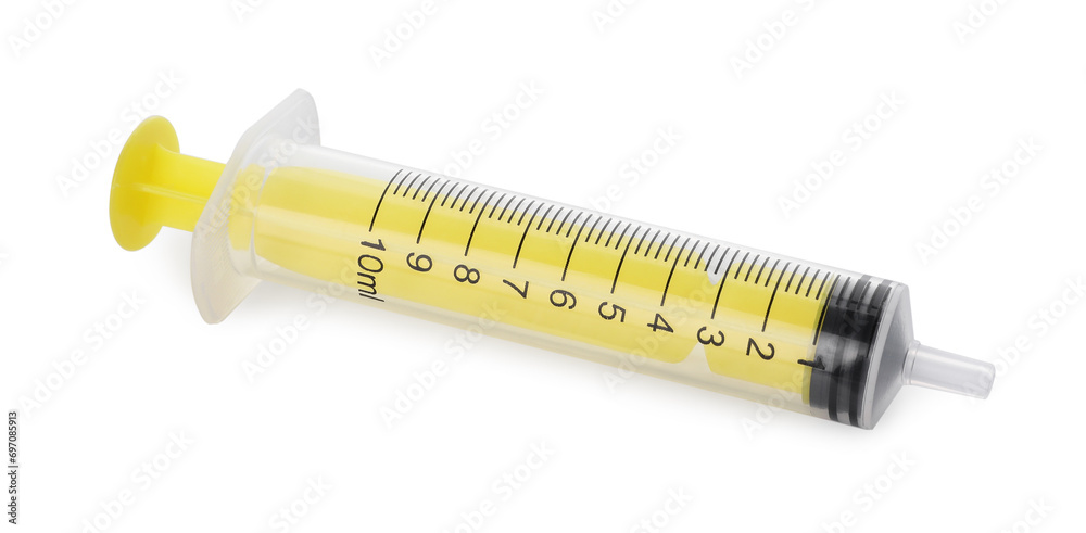 One new medical syringe isolated on white One new medical syringe isolated on white