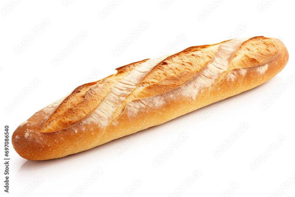 Isolated white background photo of a classic French baguette. Isolated white background photo of a classic French baguette.