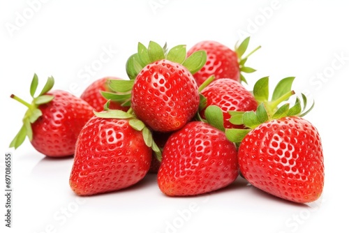 Fresh red strawberries on a white background