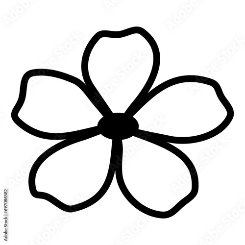 Decorative flower Outline abstract flower head Black contour Vector illustration Isolated on white background