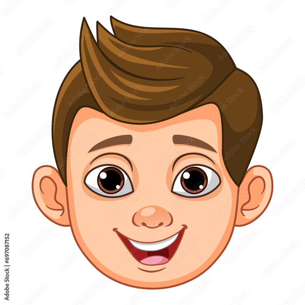 Vector cute cartoon boy face expression design with white background