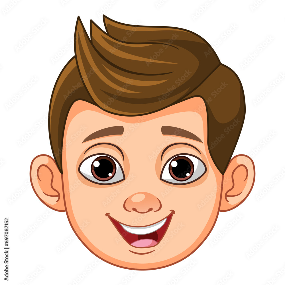 Vector cute cartoon boy face expression design with white background Vector cute cartoon boy face expression design with white background