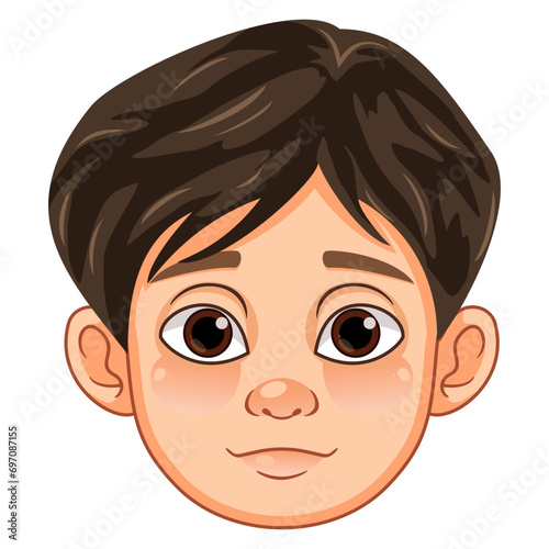 Flat vector cartoon boy facial expressions