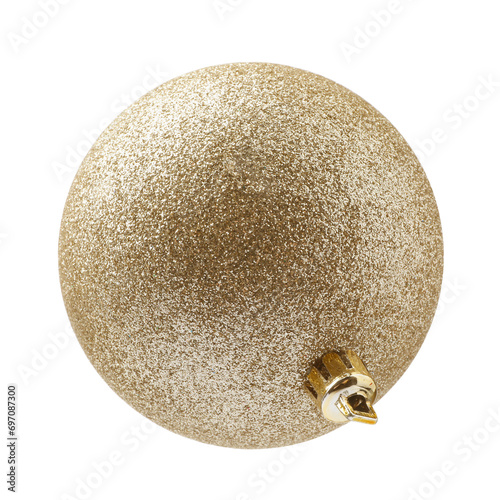 Beautiful golden Christmas ball isolated on white