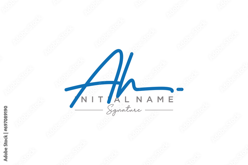 Initial AH signature logo template vector. Hand drawn Calligraphy lettering Vector illustration. Initial AH signature logo template vector. Hand drawn Calligraphy lettering Vector illustration.