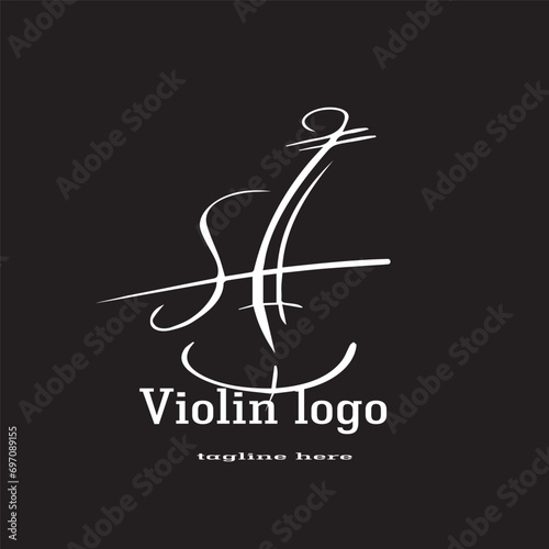 Violin viola fiddle cello instrument gold logo design