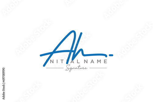 Initial AH signature logo template vector. Hand drawn Calligraphy lettering Vector illustration. photo
