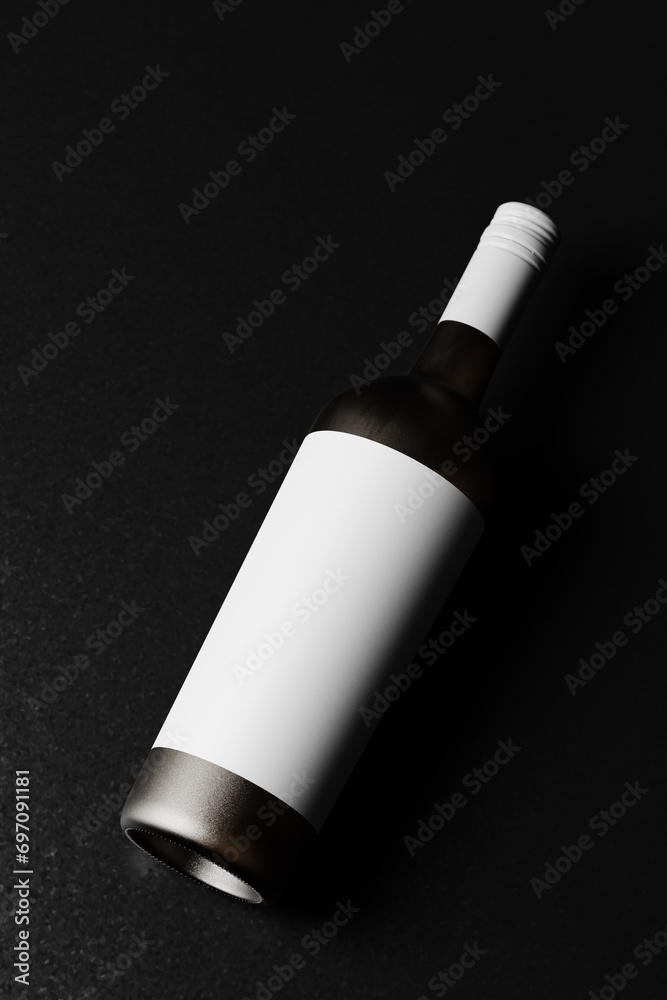 Dark Themed Wine Bottle Close-Up Mockup Dark Themed Wine Bottle Close-Up Mockup