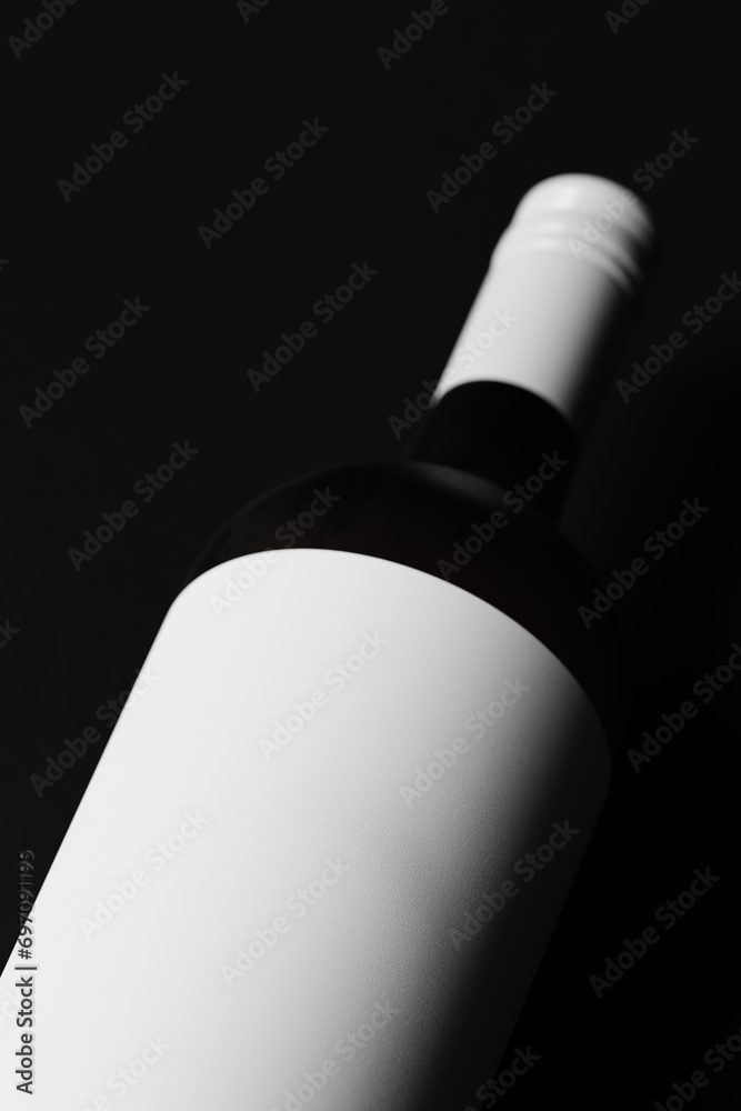 Fototapeta premium Dark Themed Wine Bottle Close-Up Mockup