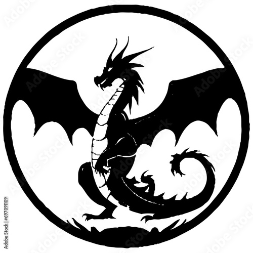 vector illustration  dragon tattoo designs  black and white graphics  dragon lunar new year  Chinese horoscope