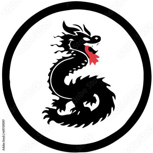 vector illustration, dragon tattoo designs, black and white graphics, dragon lunar new year, Chinese horoscope
