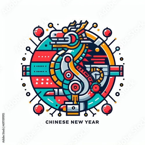 chinese zodiac year of the dragon  chinese new year  chinese new year 2024  logo iconic dragon  circel logo dragon  red dragon logo  wood dragon chinese new year 2024