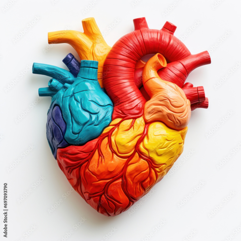 Naklejka premium Colorful plasticine human heart on white background
