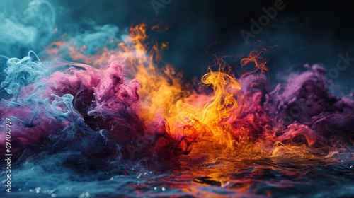 Vibrant Abstract Wallpaper with Colorful Smoke, Digital Artwork of Psychedelic Design - Creative Illustration for Modern Backgrounds & Artistic Compositions. Generative AI