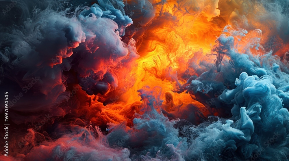 Fototapeta premium Vibrant Abstract Wallpaper with Colorful Smoke, Digital Artwork of Psychedelic Design - Creative Illustration for Modern Backgrounds & Artistic Compositions. Generative AI