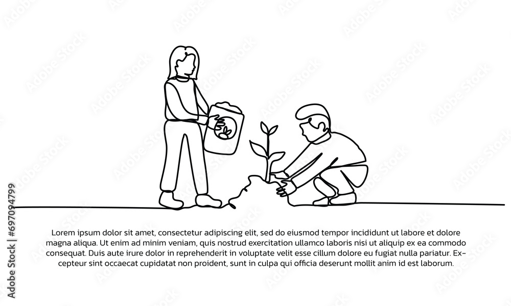 Continuous line design of Plant Vegetables. Single line decorative elements drawn on a white background.