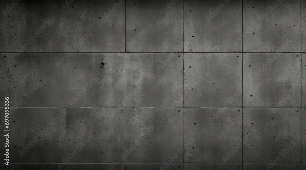 Rissige graue Betonwand, bedeckt mit grauer Zementstruktur als Hintergrund, kann im Design verwendet werden. Schmutzige Betonstruktur mit Rissen und Löchern. - obrazy, fototapety, plakaty 