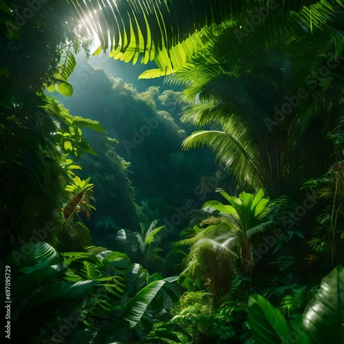 Emerald Expanse: The Vibrant Colors of the Tropical Jungle Canopy