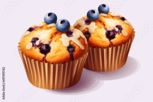 Blueberry muffin muffins on transparent background.