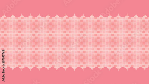 16：9背景用ピンクの和柄（算木崩し上下枠付き）ベクターイラスト photo