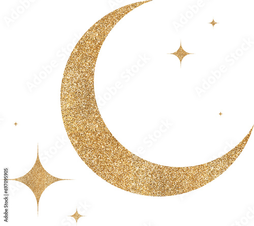 Gold Glitter Constellation With Crescent Moon