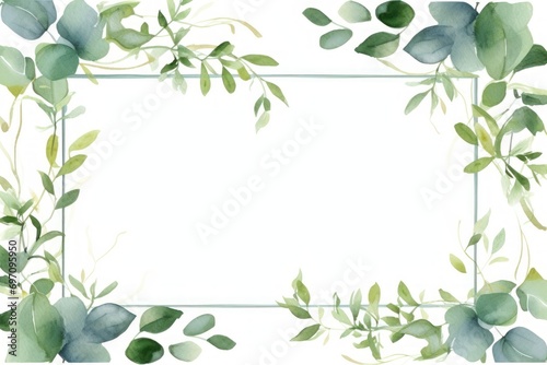 Captivating watercolor border frame with eucalyptus twigs.