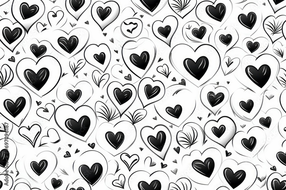 Fototapeta premium Pattern of small hearts, background. Valentine's day concept. Backdrop with copy space for an inscription.