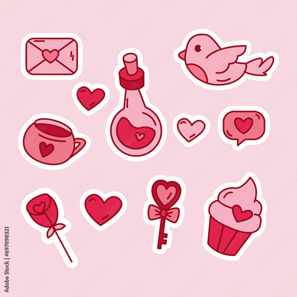 Valentine's Day Sticker Element Set Valentine's Day Sticker Element Set