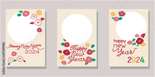 Asian traditional design new year template. Happy new year decorative template collection. Vector illustration.