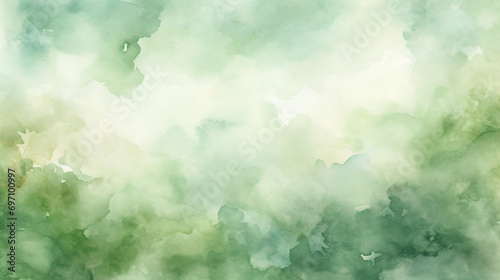 緑色の水彩の背景、フレーム