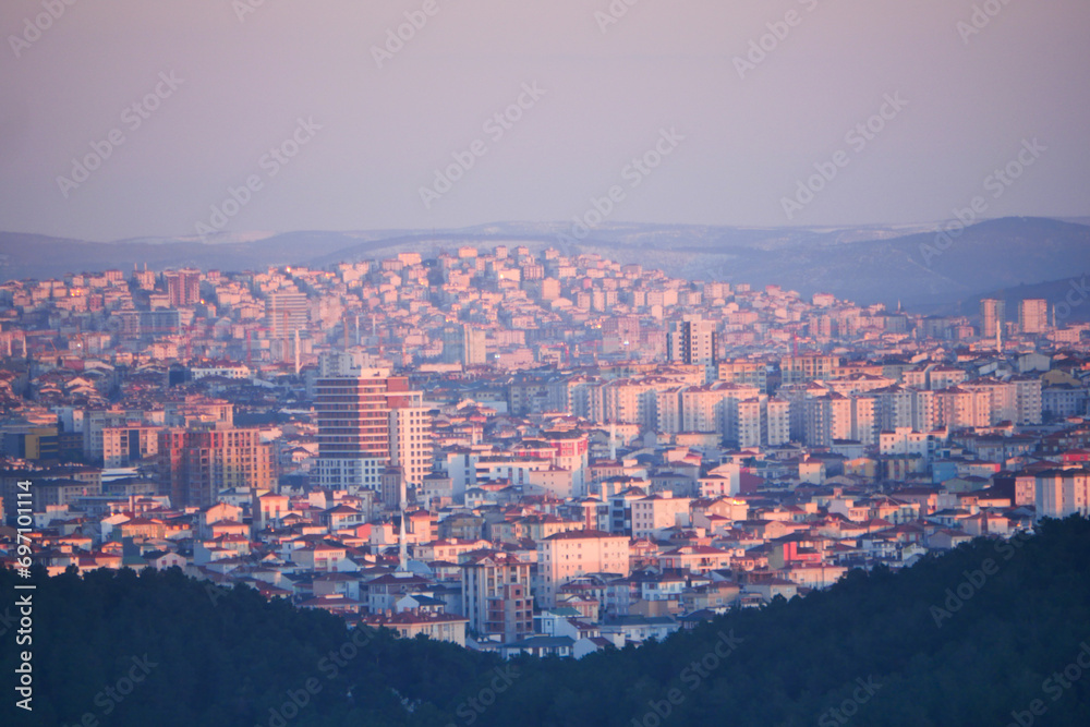 Fototapeta premium Arial View of Istanbul residential buildings at early morning