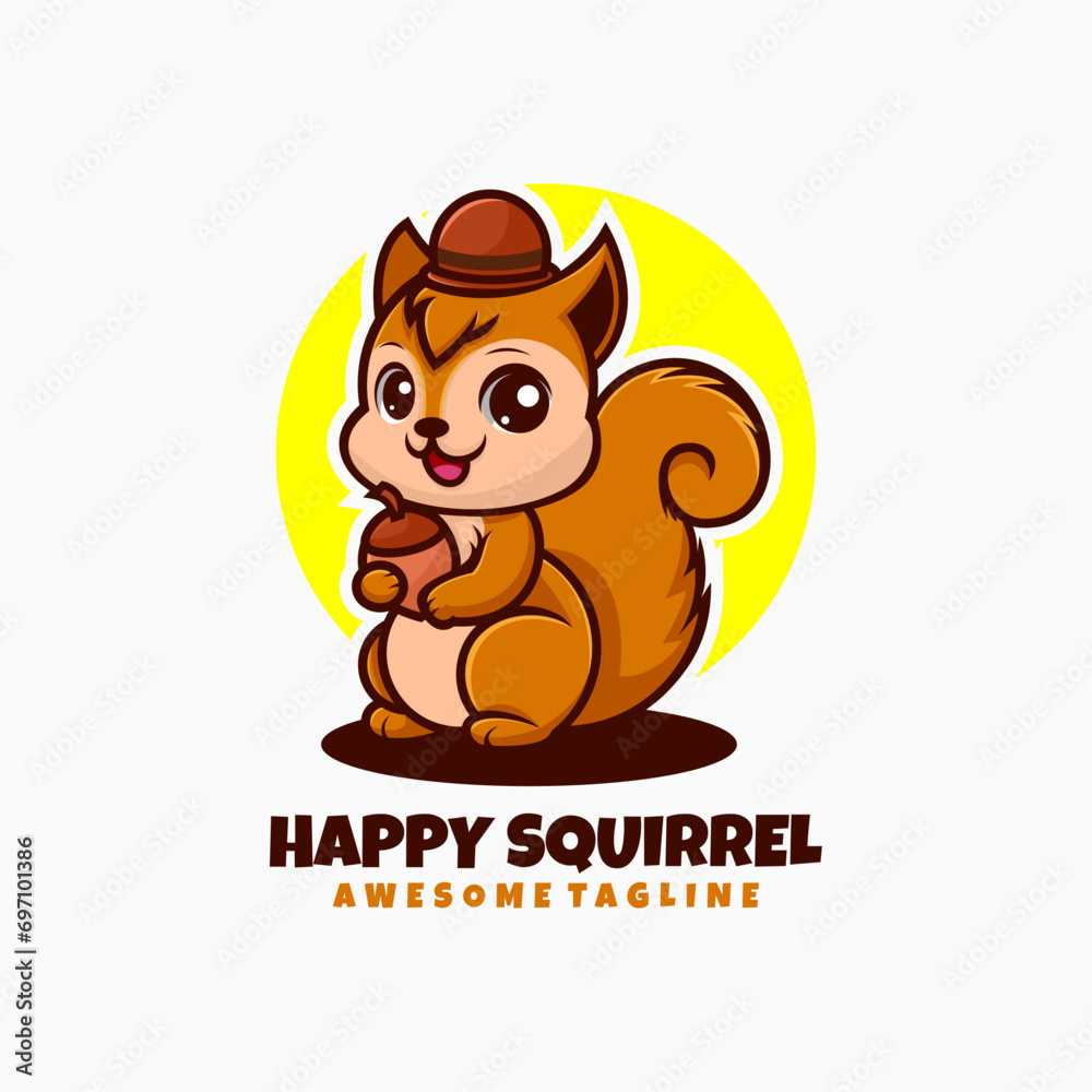 Fototapeta premium Vector Logo Illustration Squirrel Mascot Cartoon Style