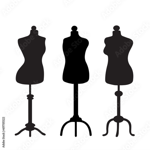 beautiful mannequin for female body,manikin icon,black blank body doll for female clothing,vector art image illustration,isolated on white background,silhouette design