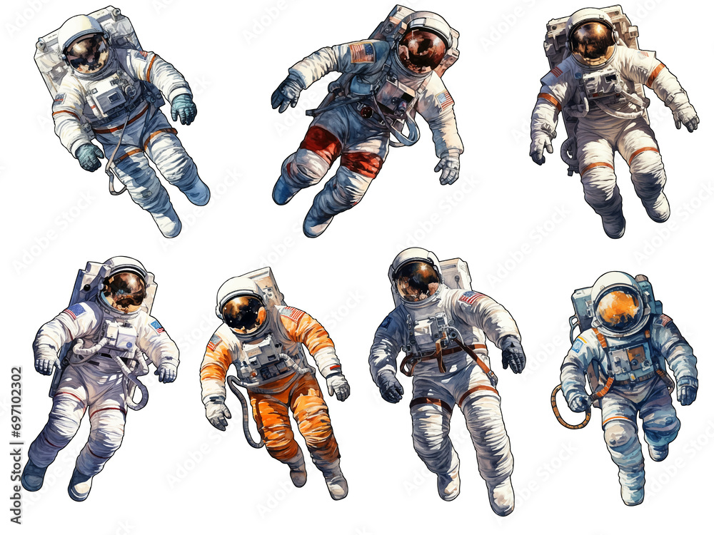 astronaut watercolor illustration, generative AI