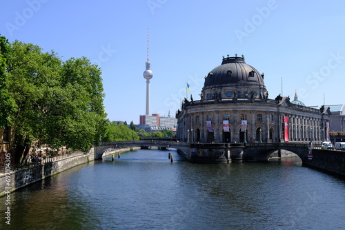 Berlin Germany - View to Bode Museum TV tower and southern Monbijour bridge