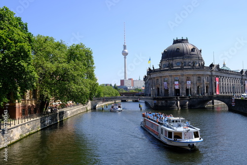Berlin Germany - View to Bode Museum TV tower and southern Monbijour bridge