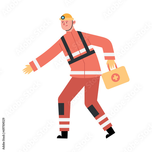 earthquake illustration of a red cross man