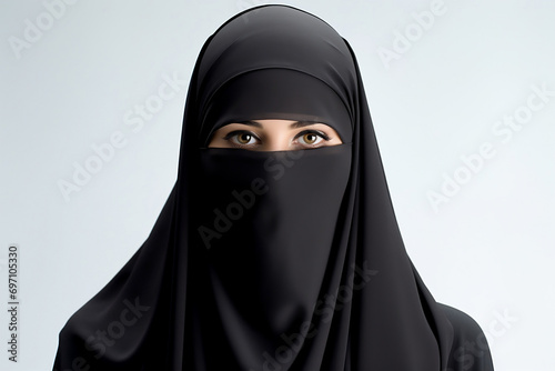 Islamic muslim woman wearing a burqa or hijab 