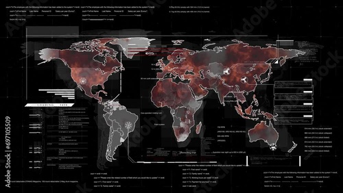 World map hud element. Hud element of didgital wolrd map.  photo