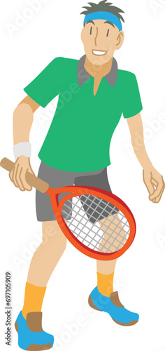 テニスを楽しむ男性 © MASAGAMI