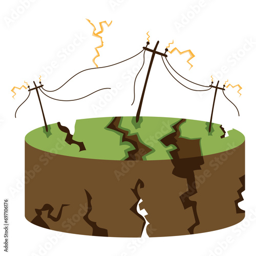 earthquake illustration with destroyed earth