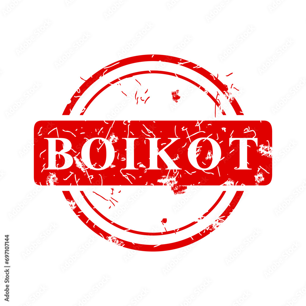 boikot, boycott in indonesia languange, simple vector circle rust dirty ...