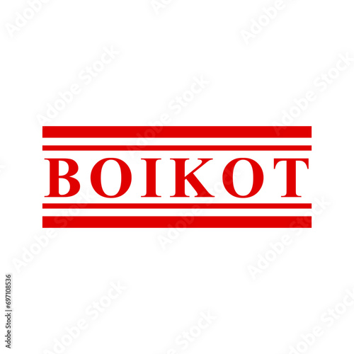 boikot, boycott in indonesia language, simple vector red simple rectangle vector rubber stamp effect
