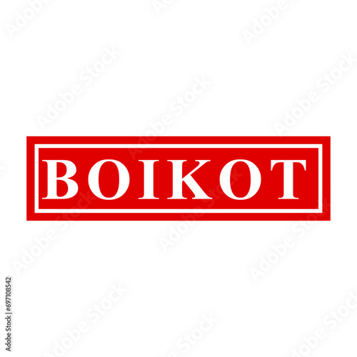 boikot, boycott in indonesia language, simple vector red simple rectangle vector rubber stamp effect

