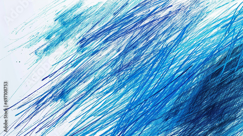 Hand-drawn sketch with line hatching, featuring a blue felt-tip pen or marker texture for an artistic grunge effect on a white background. photo