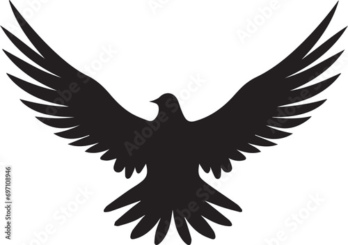 Dove silhouette flying on white background © Qurban Vector & Ai