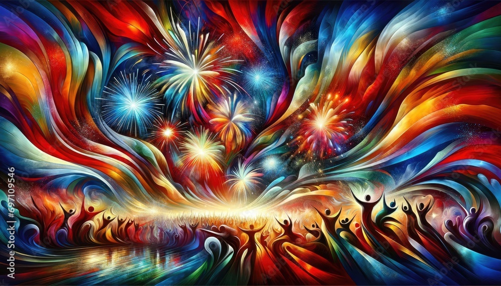 Vibrant Abstract Art Style Fireworks Display Vibrant Abstract Art Style Fireworks Display