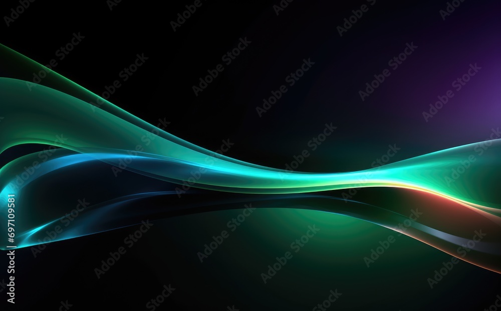 Obraz premium A colorful wave of light on a black background