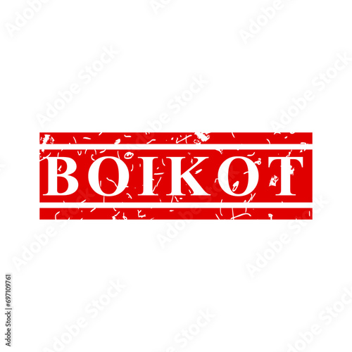 boikot, boycott in indonesia language, simple vector scratch dirty red simple rectangle vector rubber stamp effect