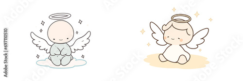 cute little angel cartoon characters. generative ai